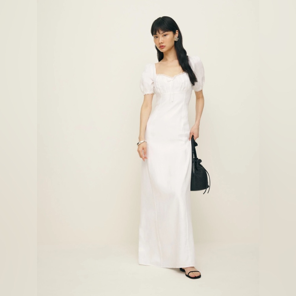 Reformation NWT 12 Cherise White Linen Maxi Dress